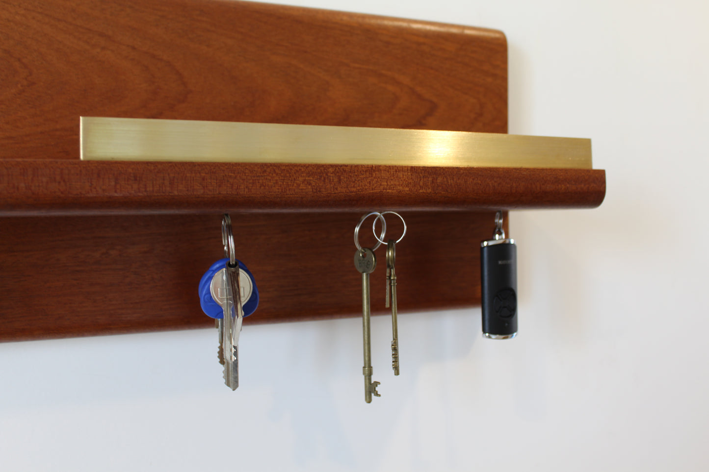 Sapele and Brass Entry-way Organiser