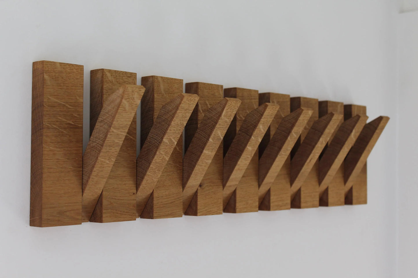 Oak and Sapele Flip-down Coat Rack