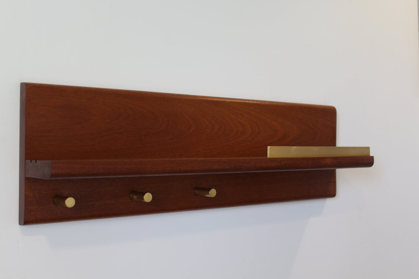 Sapele and Brass Entry-way Organiser